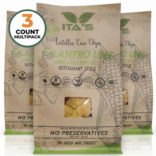Ita's Tortillas Chips With Cilantro, Lime and Pink Salt